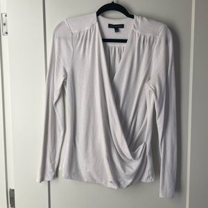 Banana Republic White Long Sleeve Wrap Top